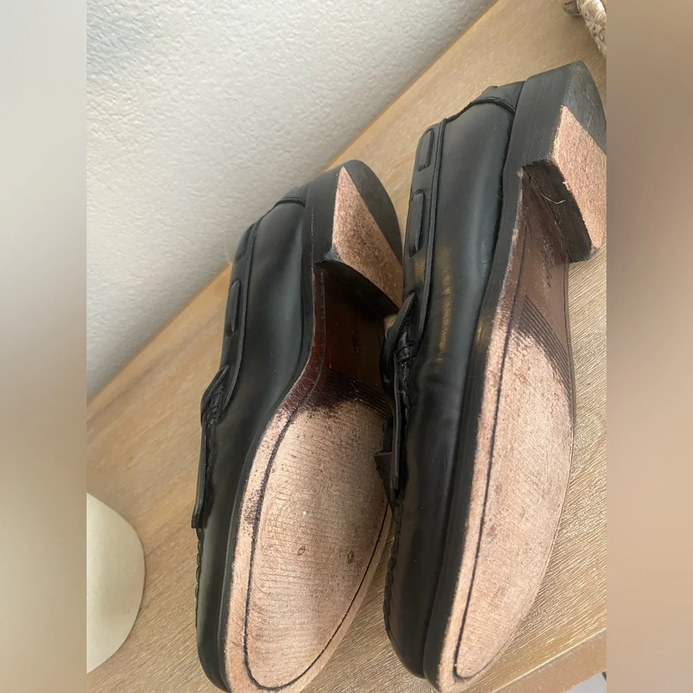 Vintage Polo by Ralph Lauren Black Leather Tassel Loafers Size 8